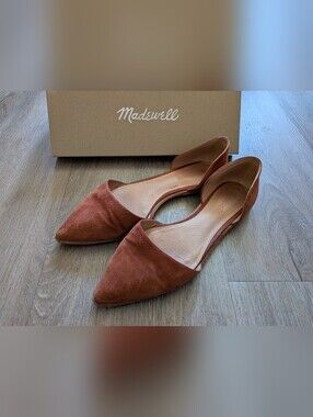Madewell Brown Suede Pointed-Toe D'Orsay Flats